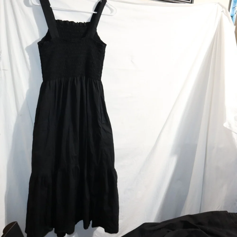Everlane Black Cotton Smock Dress Long - Picture 10 of 15